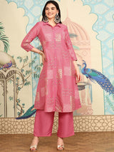 Women's Pink Regular Kurta Sets