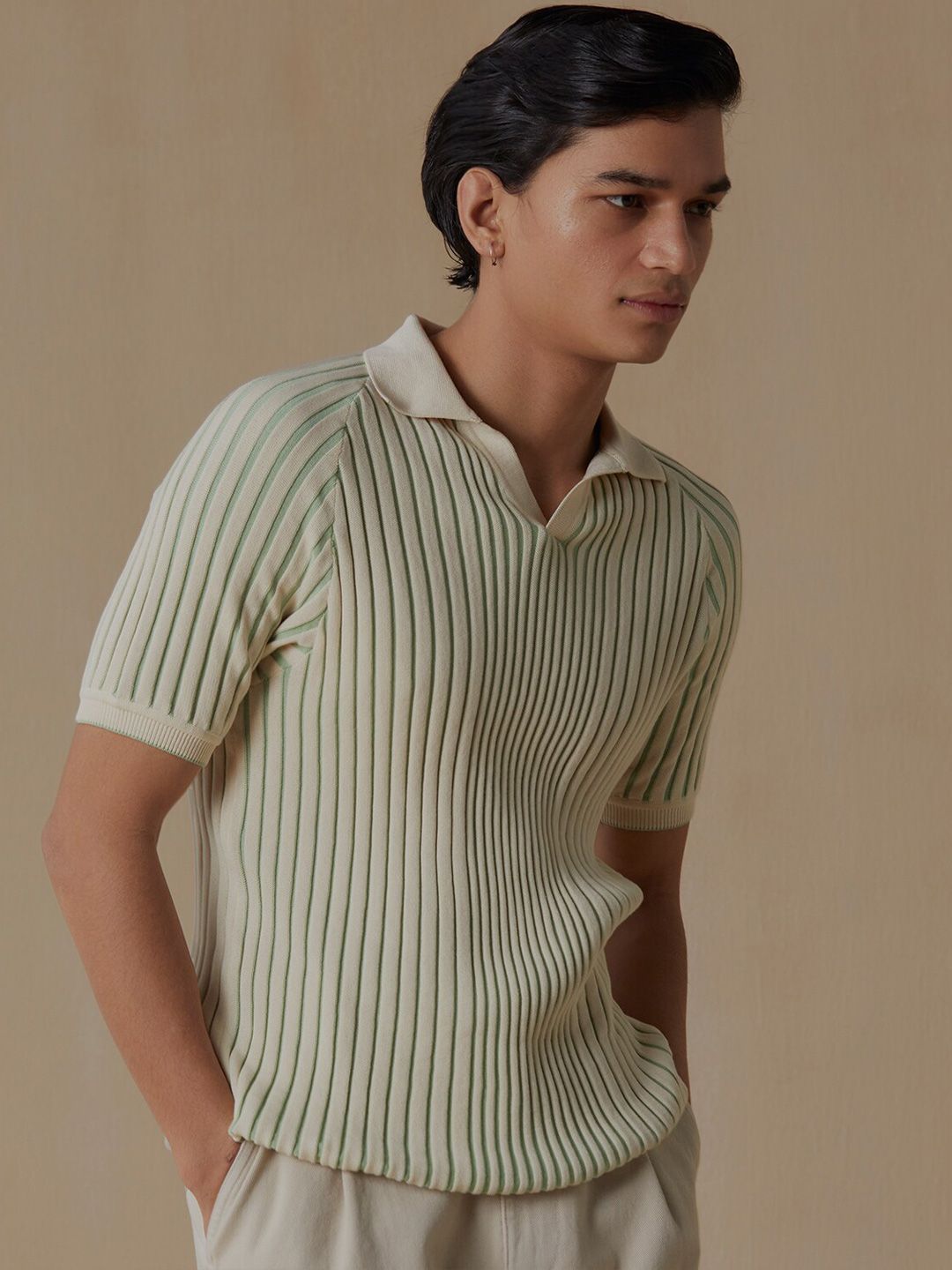 Men's Green Casual Regular Fit Solid Half Sleeves Polo Tshirt