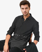 Men's Black Casual Regular Fit Printed Full Sleeves Shirt