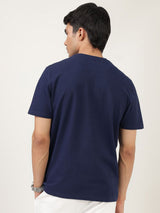 Men's Blue Casual Regular Fit Solid Half Sleeves Tshirt