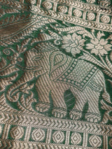 Women's Green Cotton Silk Saree with Blouse Piece