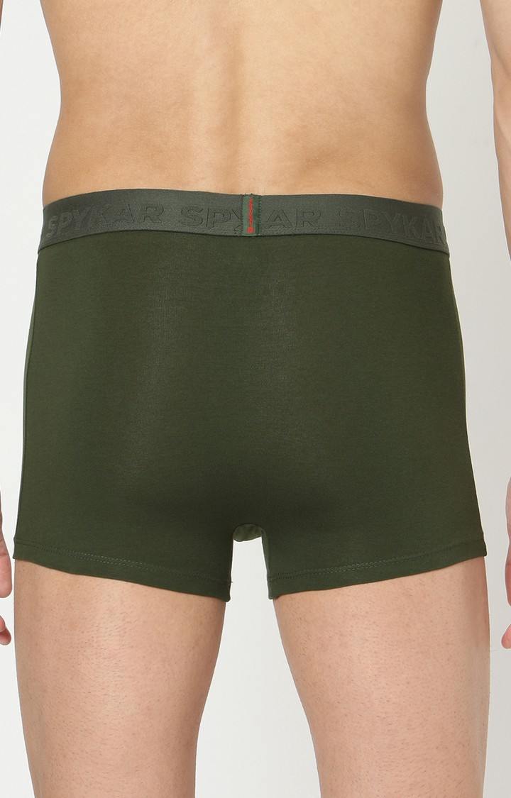 Men's Olive Mid-Rise Solid Trunk