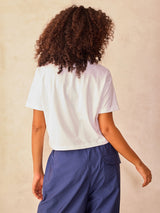 Women's White Cropped Boxy Tshirt with Graphic