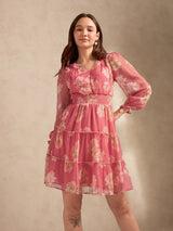 Women's Pink Casual A-Line Dress