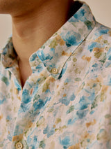 Men's Blue Casual Regular Fit Printed Full Sleeves Shirt