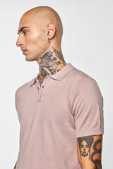Men's Pink Casual Slim Fit Solid Half Sleeves Polo Tshirt