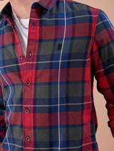 Men's Regular Fit Checkered Full Sleeves Cutaway Collar Casual Shirt