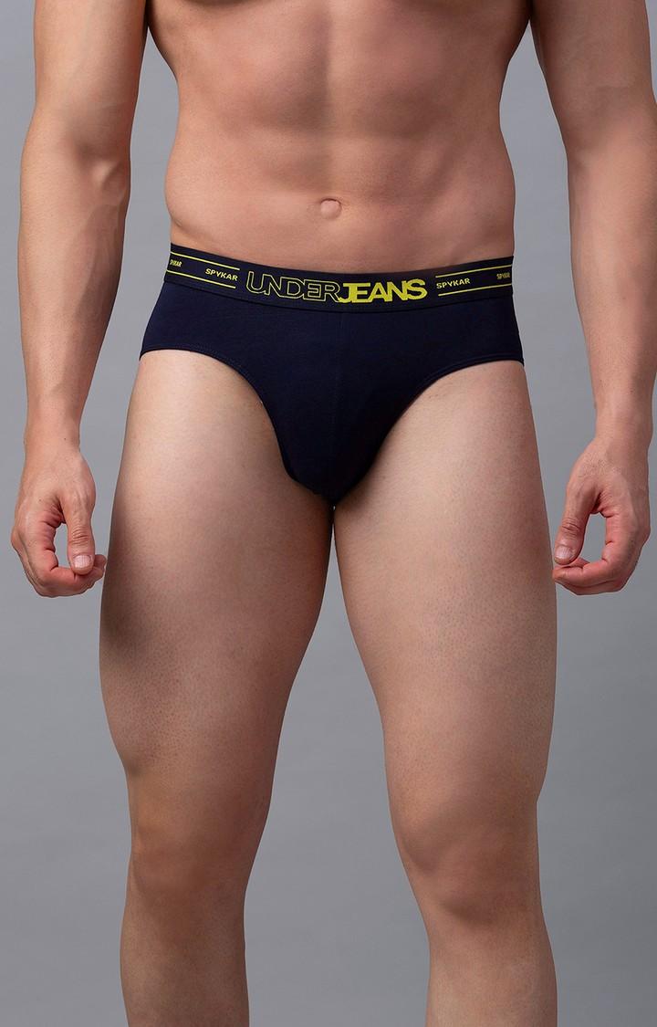 Men's Navy Mid-Rise Solid Brief