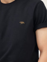 Men's Black Casual Regular Fit Solid Half Sleeves Tshirt
