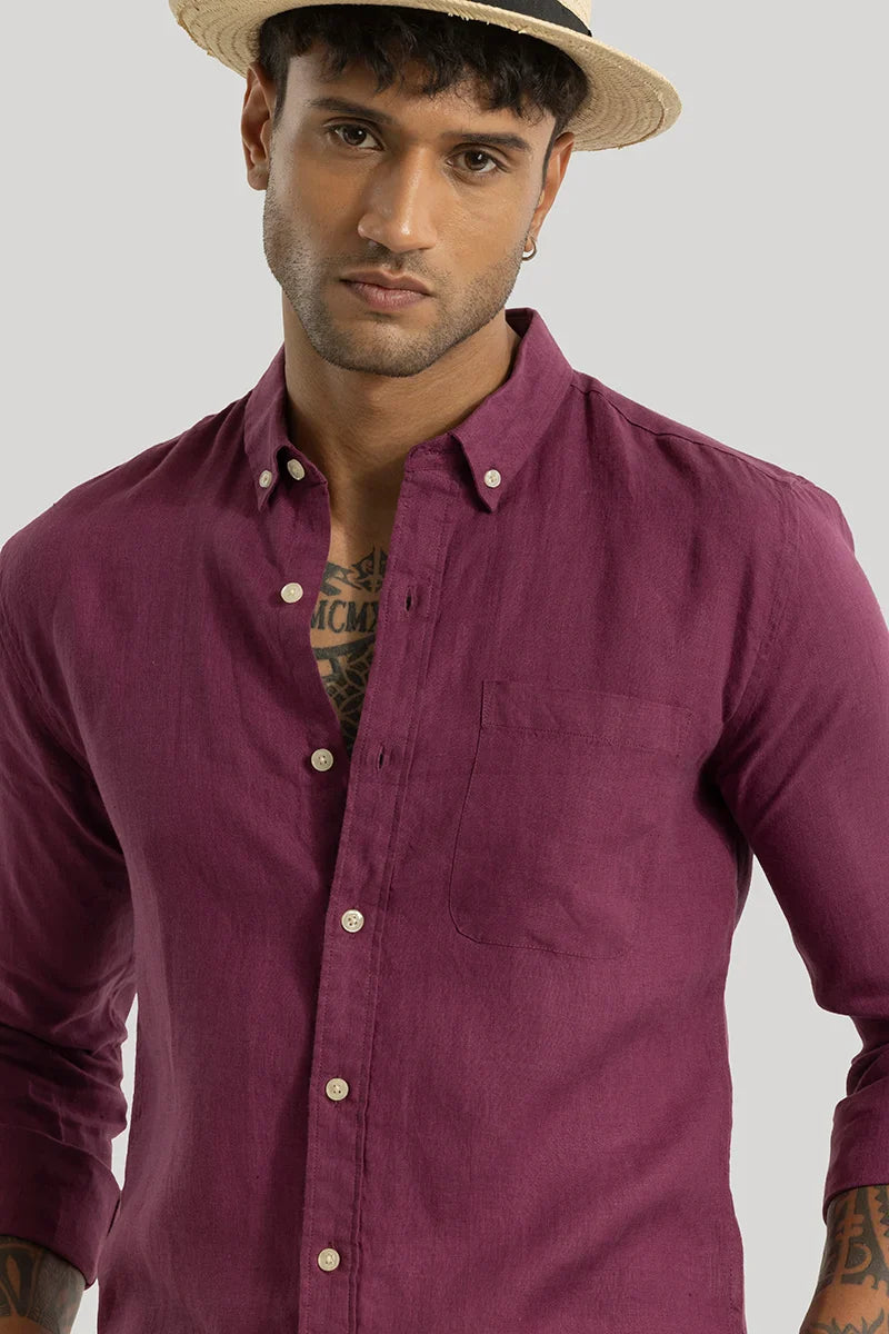 Men's Pink Casual Slim Fit Solid Full Sleeves Shirt