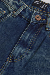 Men's Dark Blue Casual Baggy Fit Solid Jeans