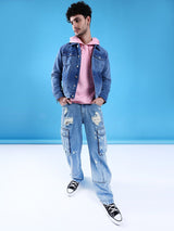 Men's Pink Casual Hood Neck Solid Full Sleeves Hoodie