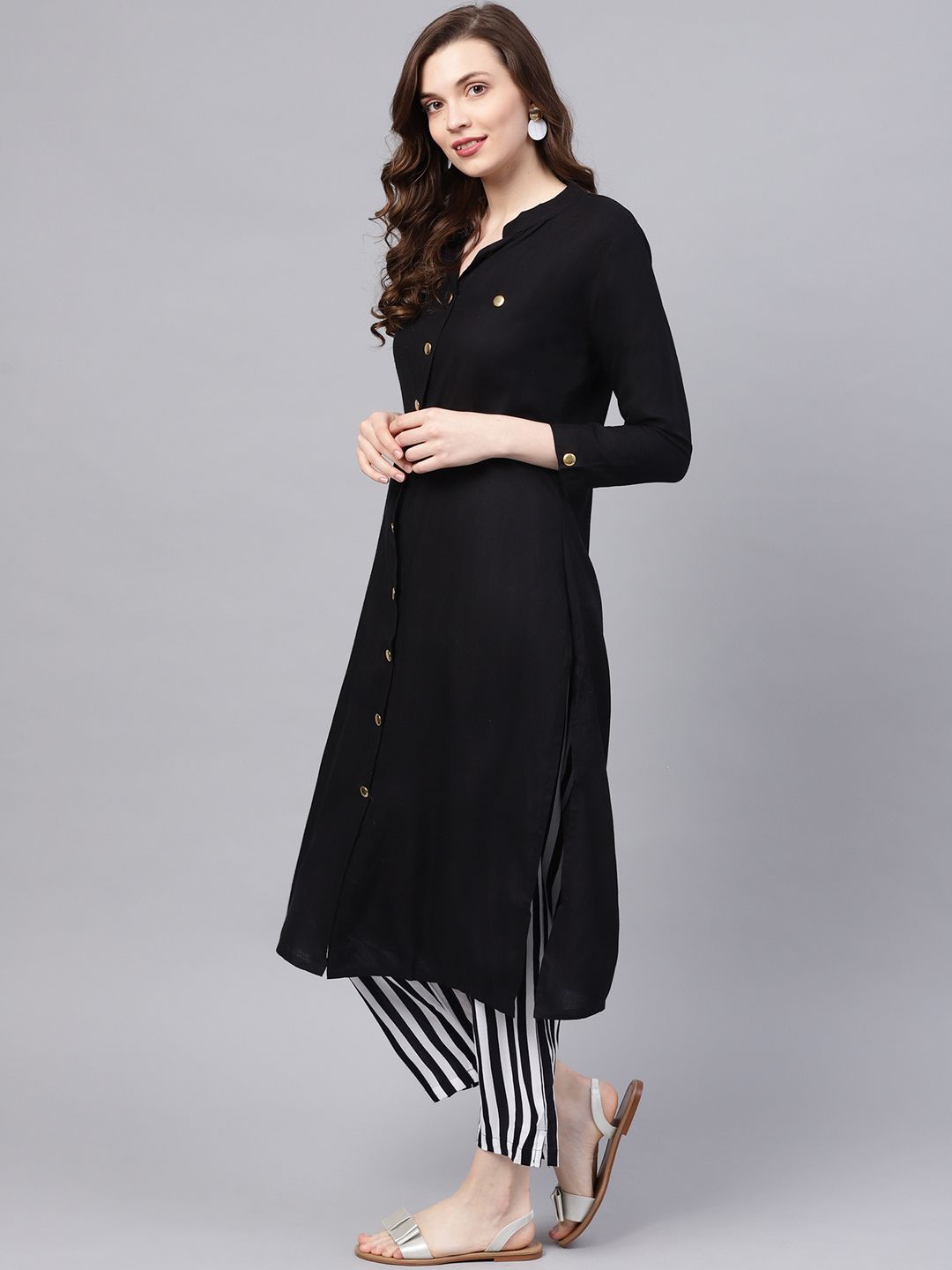 Women's Black Solid Kurta with Trouser