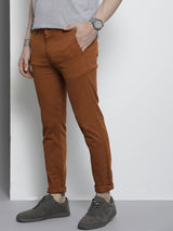 Men's Slim Fit Solid Mid Rise Stretchable Chinos
