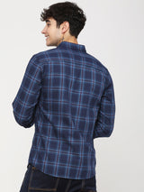 Men's Slim Fit Checkered Full Sleeves Spread Collar Casual Shirt
