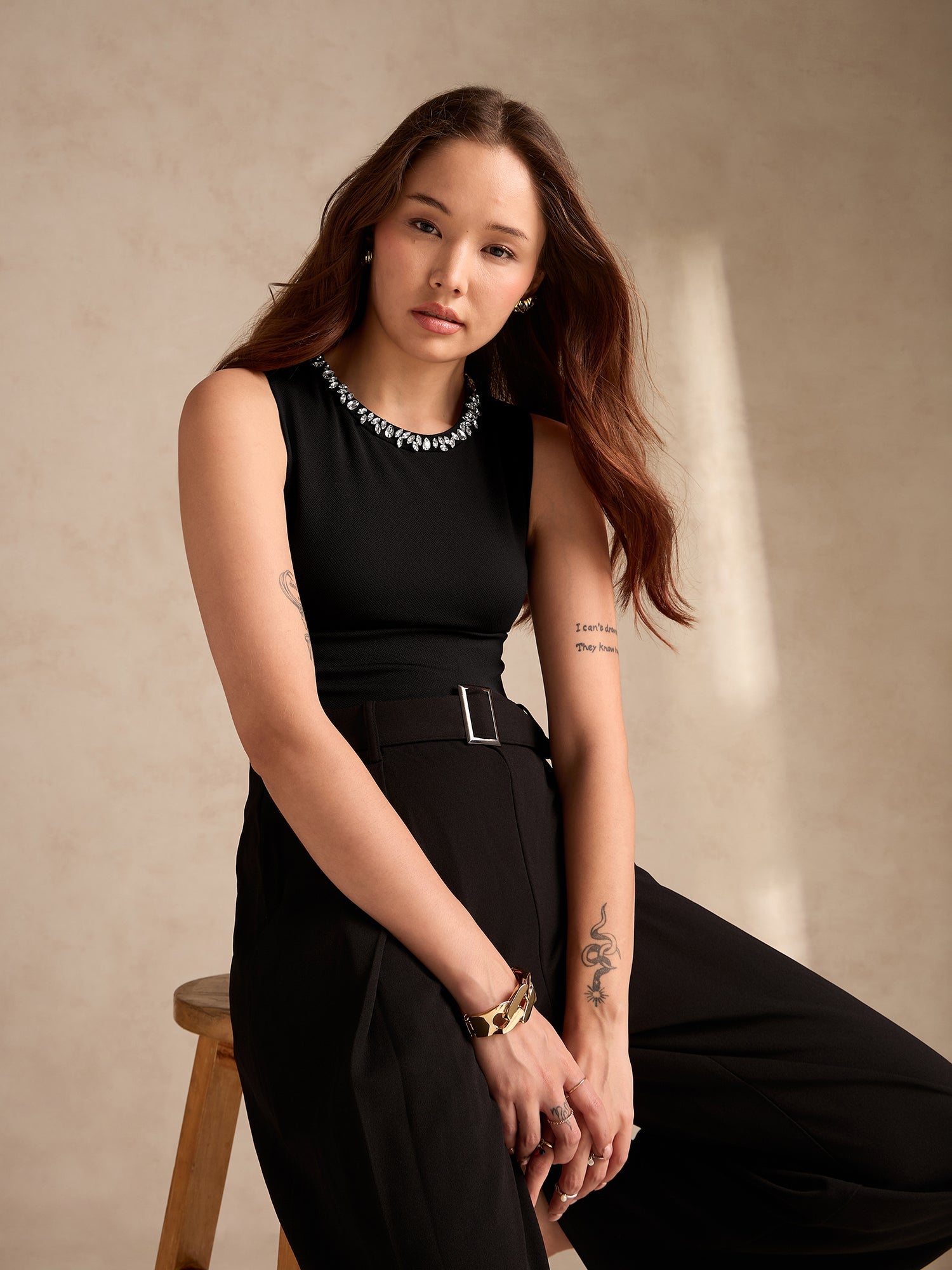 Women's Black Studded Racer Back Tank