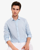 Men's Blue Casual Regular Fit Solid Full Sleeves Shirt