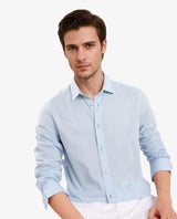 Men's Blue Casual Regular Fit Solid Full Sleeves Shirt