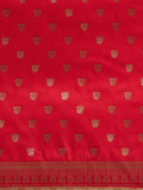 Women's Silk Blend Red Woven Design Designer Saree with Blouse Piece