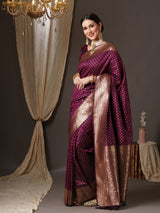 Women's Georgette Pink Woven Design Designer Saree with Blouse Piece