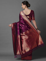 Women's Silk Blend Pink Woven Design Designer Saree with Blouse Piece