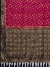 Women's Traditional Georgette Pink Woven Design Designer Saree with Blouse Piece