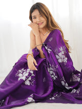 Women's Organza Purple Embellished Designer Saree with Blouse Piece