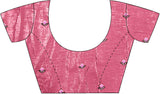 Women's Paper Silk Pink Embroidered Designer Saree with Blouse Piece