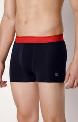 Men's Navy Red Mid-Rise Solid Trunk