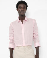 Men's Pink Casual Regular Fit Solid Full Sleeves Shirt