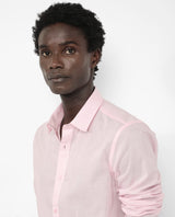 Men's Pink Casual Regular Fit Solid Full Sleeves Shirt