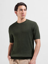 Men's Green Casual Slim Fit Solid Half Sleeves Tshirt