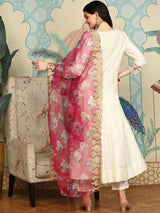 Women's Off-White Kurta Set with Duppatta