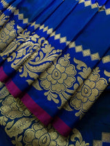 Women's Blue Silk Saree with Blouse Piece