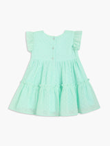 Girls Green Polyester Sleeveless Dress