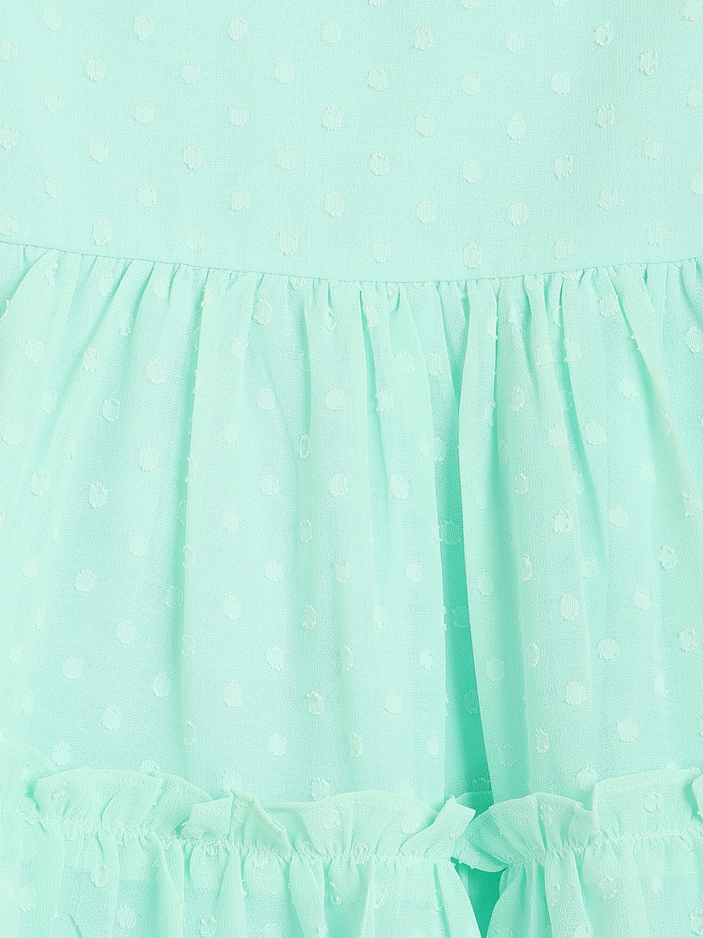 Girls Green Polyester Sleeveless Dress
