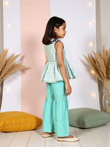 Girls Green Ethnic Top & Bottom Set