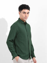 Men's Green Casual Solid Full Sleeves Shirt