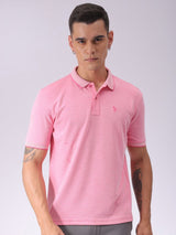 Men's Pink Casual Self-Design Half Sleeves Tshirt