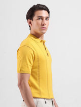 Men's Slim Fit Textured Polo Collar Tshirt