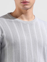 Men's Slim Fit Textured Round Neck Tshirt