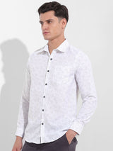 Men's Black Formal Self Design Full Sleeves Shirt