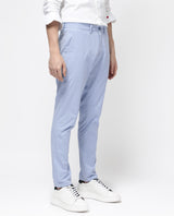 Men's Blue Casual Regular Fit Solid Trouser