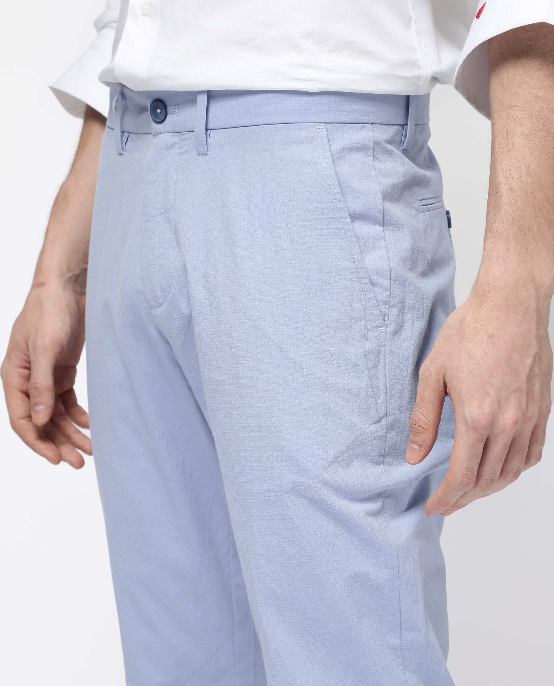 Men's Blue Casual Regular Fit Solid Trouser