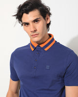 Men's Blue Casual Regular Fit Solid Half Sleeves Polo Tshirt
