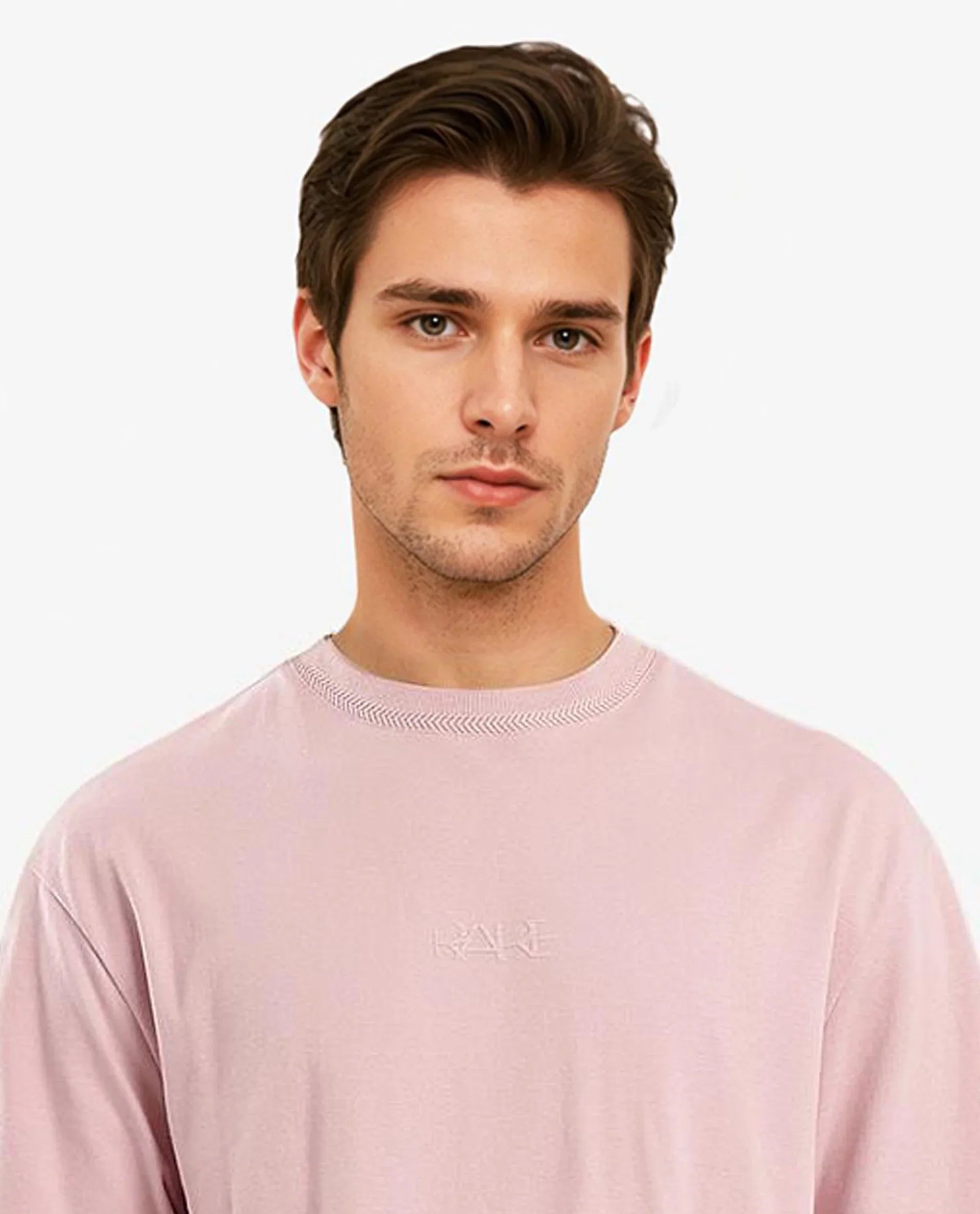 Men's Pink Casual Oversized Fit Solid Half Sleeves Tshirt