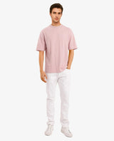 Men's Pink Casual Oversized Fit Solid Half Sleeves Tshirt