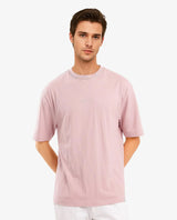 Men's Pink Casual Oversized Fit Solid Half Sleeves Tshirt