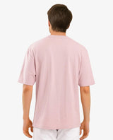 Men's Pink Casual Oversized Fit Solid Half Sleeves Tshirt