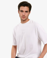 Men's White Casual Oversized Fit Solid Half Sleeves Tshirt